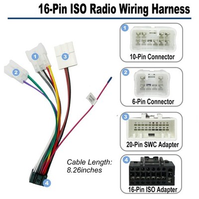 Radio Wiring Harness Adapter for Toyota 1998-2012 16-Pin Android Car Stereo Harn