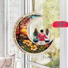 Personalized Mom And Daughter, Son Portrait Suncatcher, Mother's Day Gift