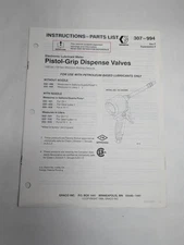 GRACY PISTOL GRIP DISPENSE ELECTRONIC LUBRICANT METER 307-994 PARTS LIST MANUAL~