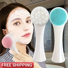Manual Facial Cleansing Brush 2 in 1 Silicone Double Side Exfoliating Scrubber