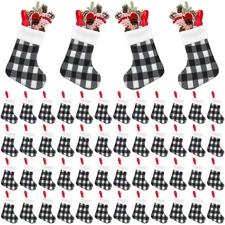 BBTO 60 Pcs 7 Inch Mini Christmas Stockings Bulk Small Xmas Stockings Hanging...