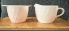 Vintage 1950's Fire King Pink Swirl Anchor Hocking OvenWare Cream & Sugar Bowl