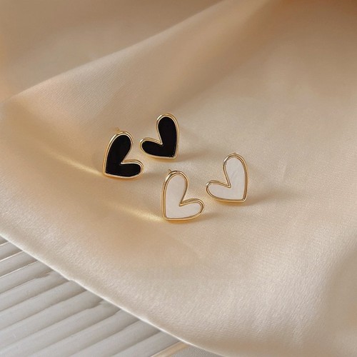 Fashion Kroean Gold Plated Enamel Heart Earrings Stud Party Jewelry Women Gift - Picture 5 of 9