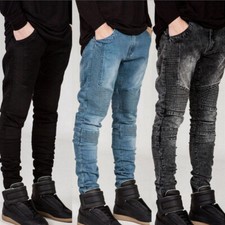 Men's Punk Denim Ripped Slim Fit Pants Stretch Skinny Jeans Trousers Streets New