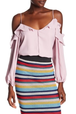 parker cold shoulder ruffle blouse