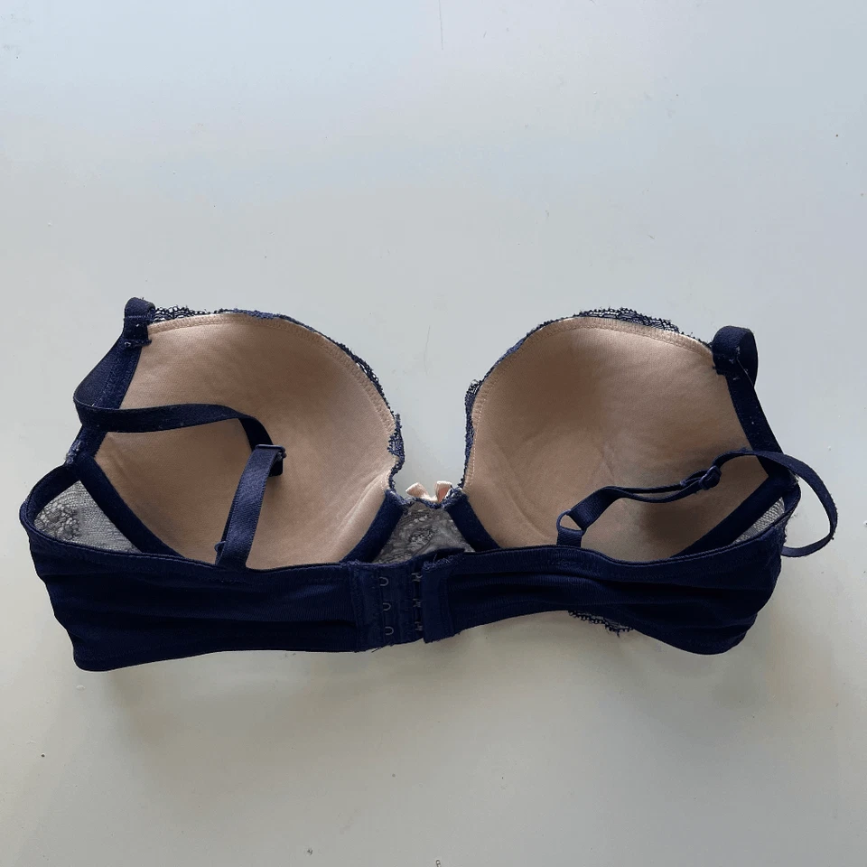 Betsey Johnson Navy Lace Push Up Bra, Size 34B - Image 3 of 4