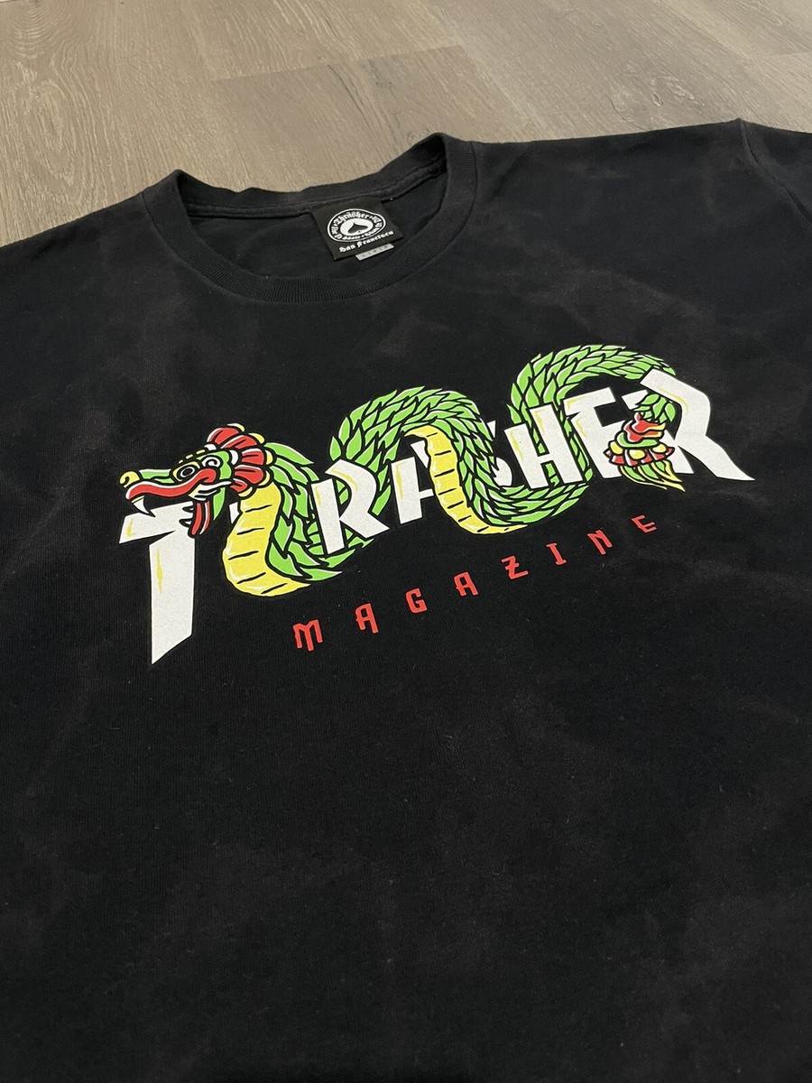 THRASHER NATURAL FADED DRAGON TEE | eBay