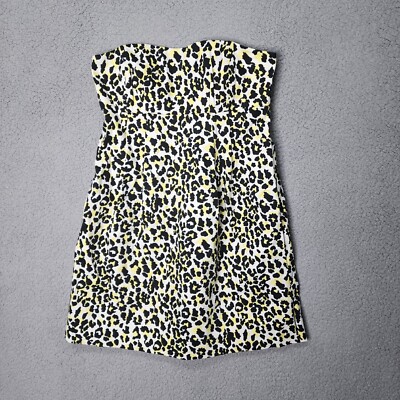 MICHAEL KORS  Women's Size 4 Black Yellow Leopard Patterned Strapless Dress