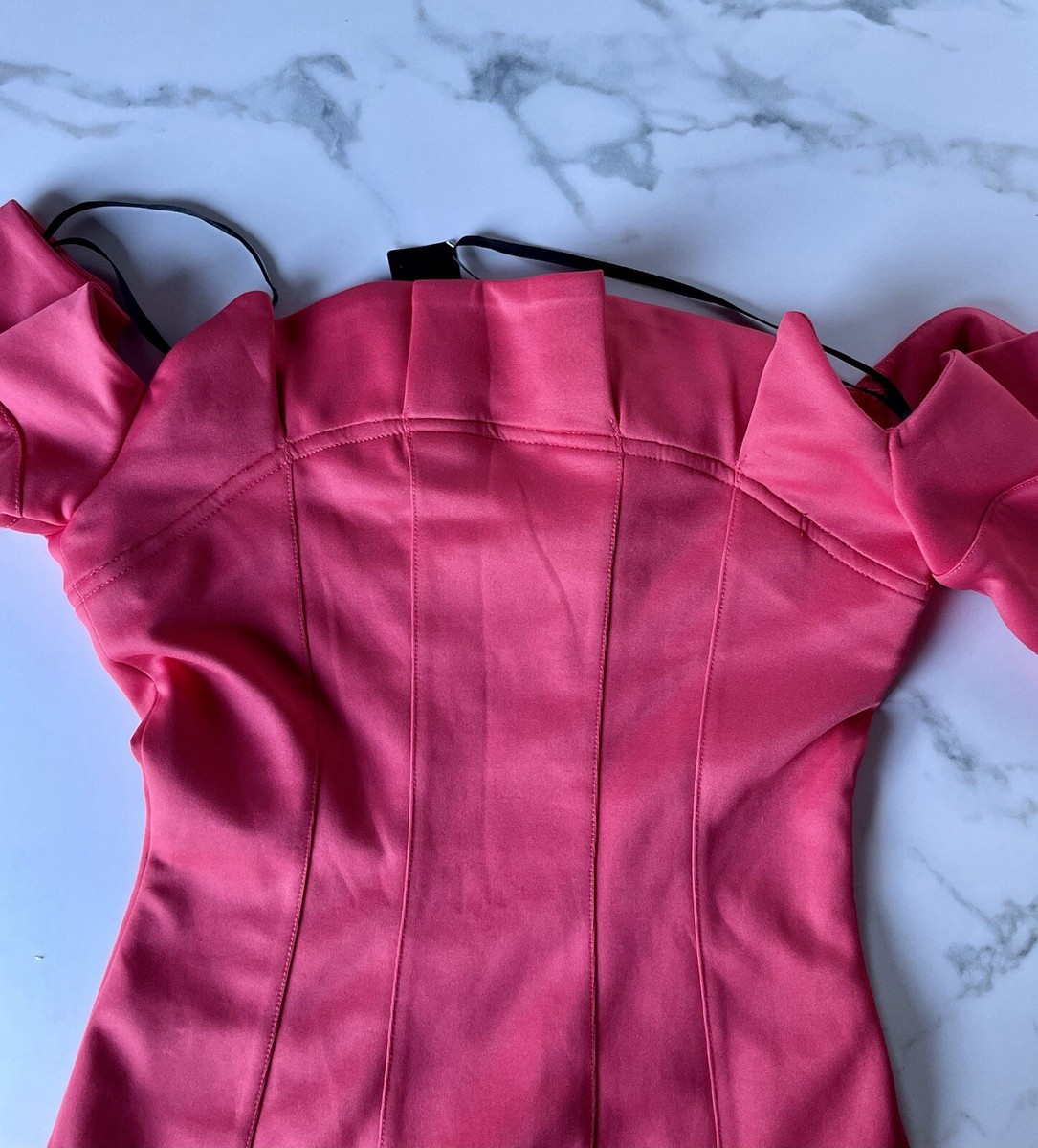 Bebe Ruffle Mini Dress XS Geranium Pink Crumbcatcher