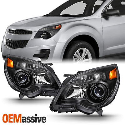 Fit BLACK 2010-2015 Chevy Equinox LTZ LT LS Halogen Type Projector Headlights