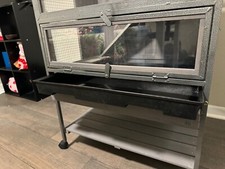 Large dark grey wooden and wire hamster cage, 2 story.