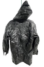 Jocelyn St Vincent Signature Series Black Crinkle Hoodie Leather Jacket Size M(a
