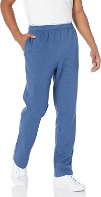 Amazon Essentials Men's Fleece Open Bottom Sweatpant Large, Blue Heather 