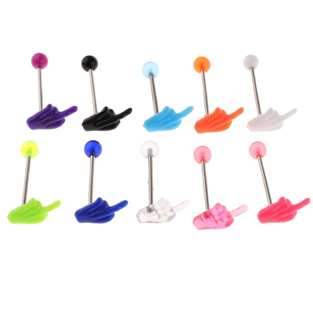 Middle finger shop tongue ring