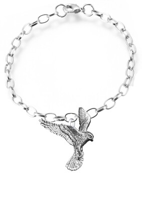 B46 Turmfalke feines englisches Zinn an Belcher Gliederkette Armband Fußkettchen