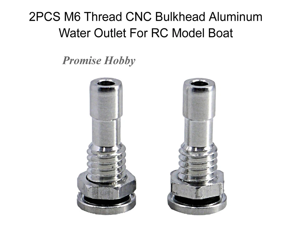 2PCS M6 Threaded Aluminum CNC Water Outlet for Marine RC Model Boat - Image 3 of 3