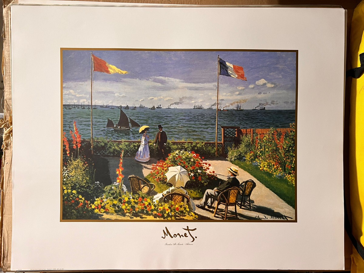 Claude Monet ~ Garden At Sainte Adresse Poster Lithograph 28” x 22