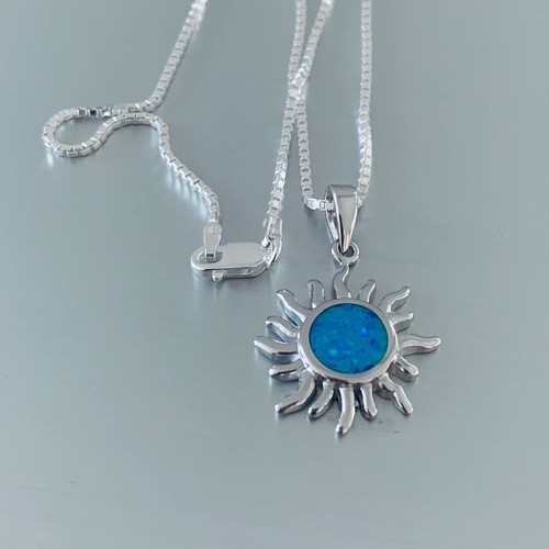 Sterling Silver Blue Lab Opal Sun 