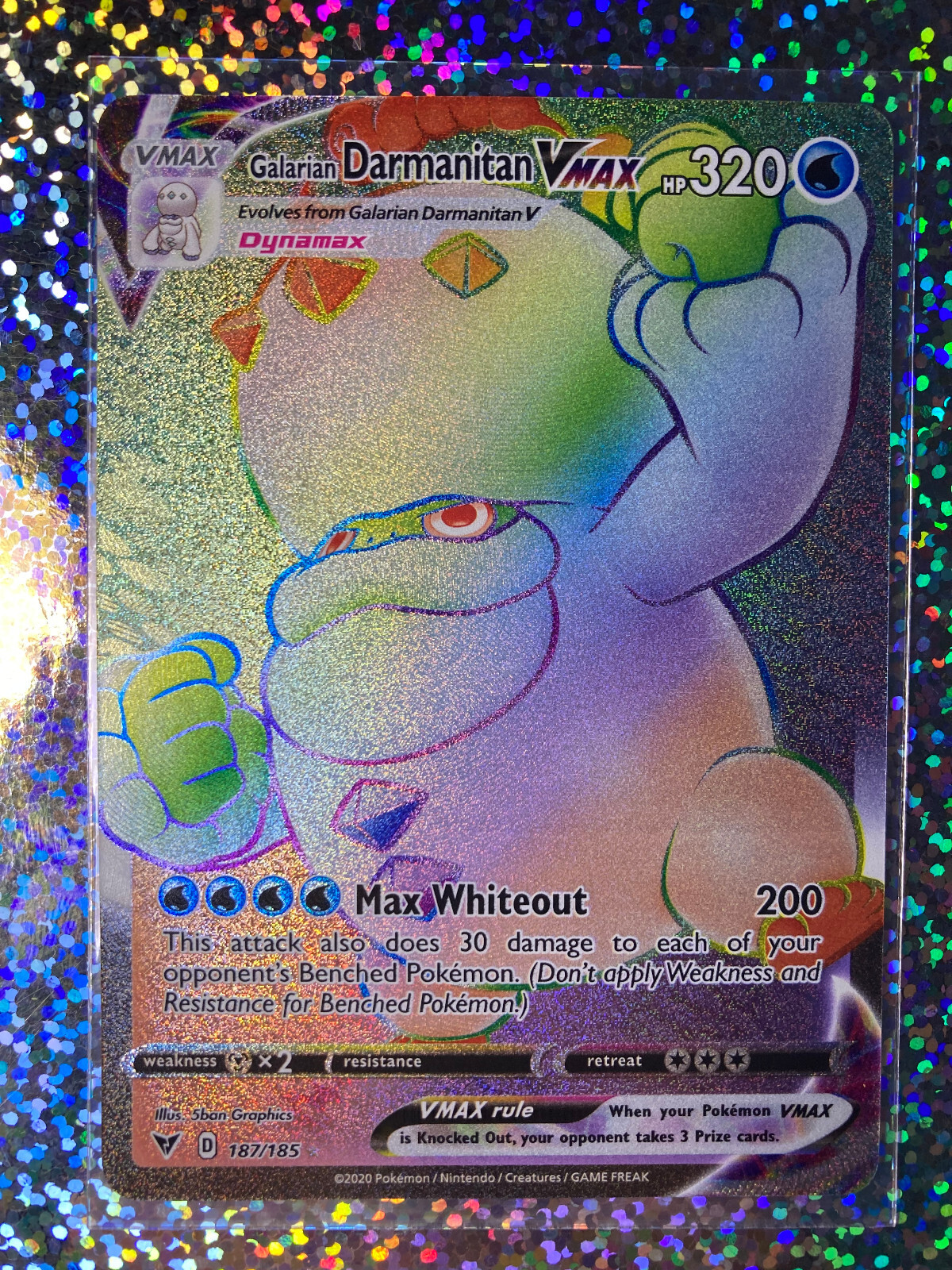 2020 Pokemon TCG Vivid Voltage Rainbow Rare 187/185 Galarian Darmanitan VMAX NM