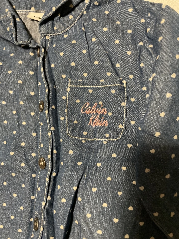 Calvin Klein Camisa Bebé Niña Talla 24 Meses Manga Larga Azul Algodón Foto 2 de 4