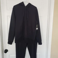 90 Degree by Reflex Men's Zip Hoodie & Zip Pocket Jogger Set Black Sz Large NWT