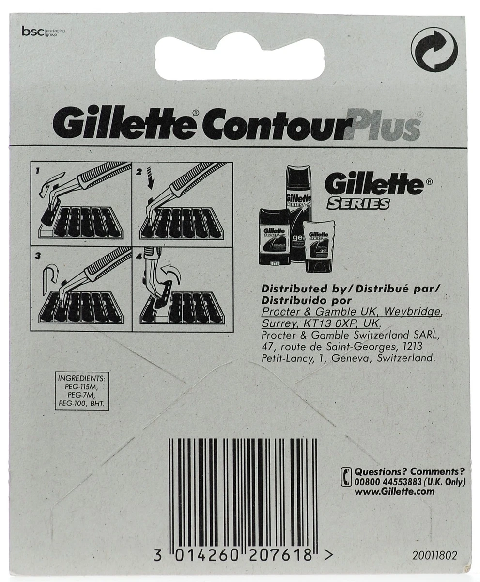 2 PACKS -- ORIGINAL GILLETTE CONTOUR PLUS -- 20 RAZOR BLADES 2x10 