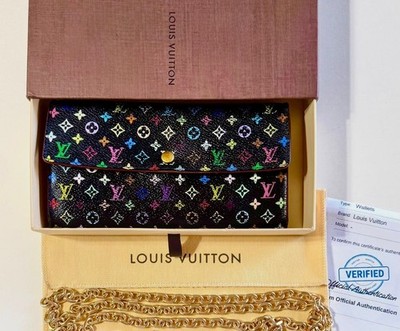 NICE LOUIS VUITTON W/ CERTIFICATE MURAKAMI SARAH WALLET W/CHAIN TO ADD TO MAKE