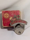 VINTAGE COCA-COLA STATIONARY BOTTLE OPENER STARR "X" BROWN MADE USA partial box