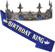 Birthday King Crown Sash Sets for Men Boys