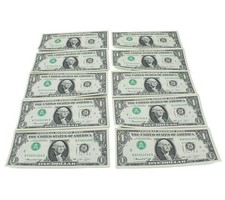 1974 $1 Consecutive Upside Down Serials 3rd Printing Error Lot of 10 NR #C827-5