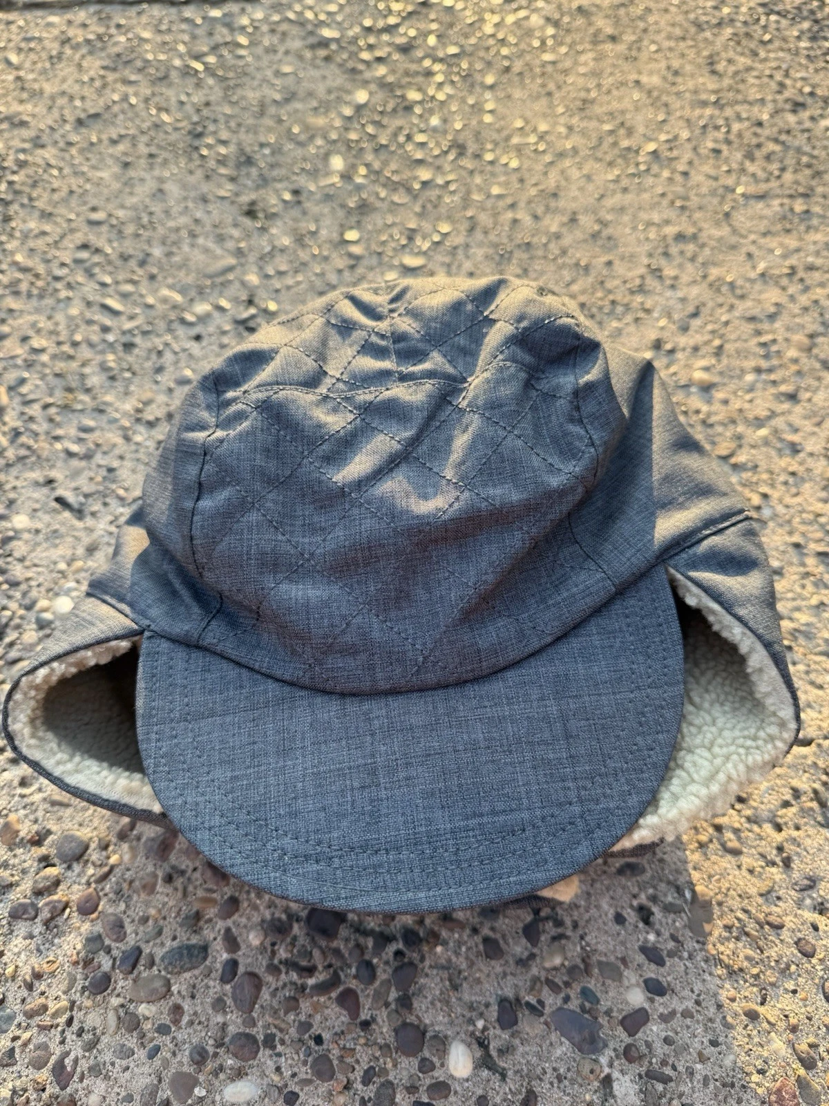 LL Bean Mens Size L/XL Trapper Hat Dark Gray Sherpa Fleece Lined Flaps