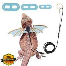 ADOGGYGO Bearded Dragon Harness 3 Size Pack Wing Style Blue Soft Leather Rope