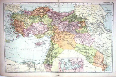 Alter Druck Karte Speck 1911 Türkei Smyrna Zypern Mittelmeer Bagdad 0 20.