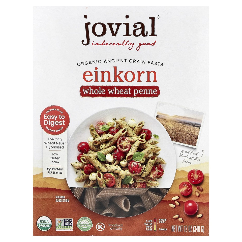 Organic Ancient Grain Pasta, Einkorn Whole Wheat Penne, 12 oz (340 g)