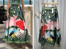 Women Alice + Olivia High Waist Floral Slim A-line Midi Skirt