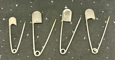 Vintage Large Steel Safety Pins/Key Tag Pins Lot Of 4 3-5'' 1-4'' Risdon,Soovill