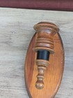 Vintage Pair of 8"Rustic Farm House Wood Metal Oval Candle Holders Wall Sconces  — photo 8