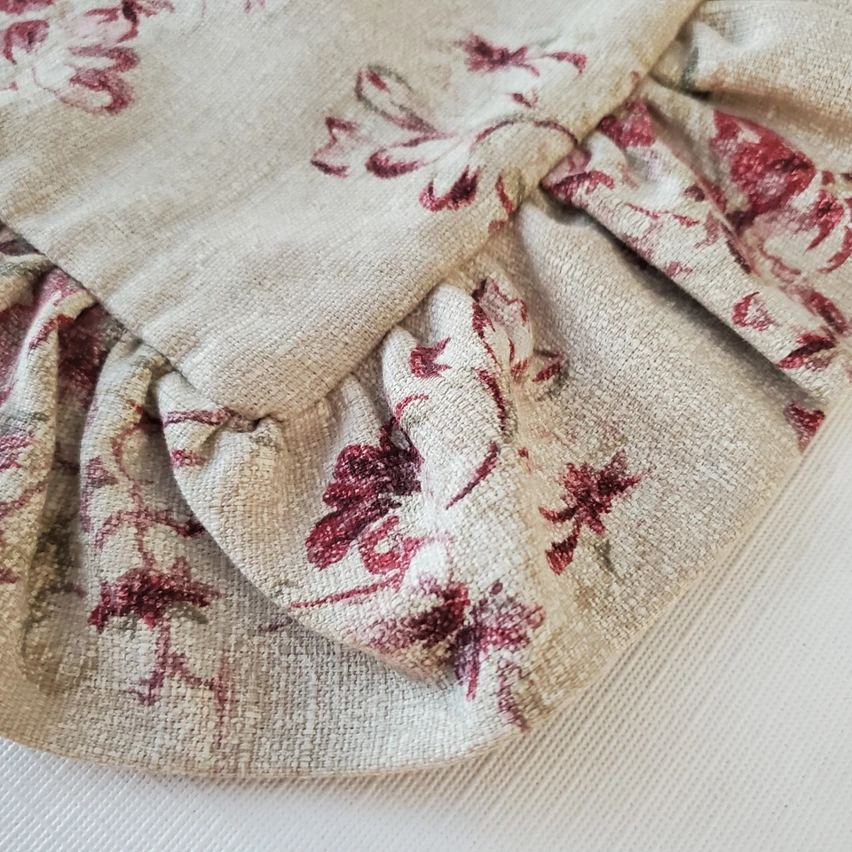 EDDIE BAUER Home STANDARD Shams Floral Ruffled Beige/Red Cottage Set of 2 USA - Image 3 of 4