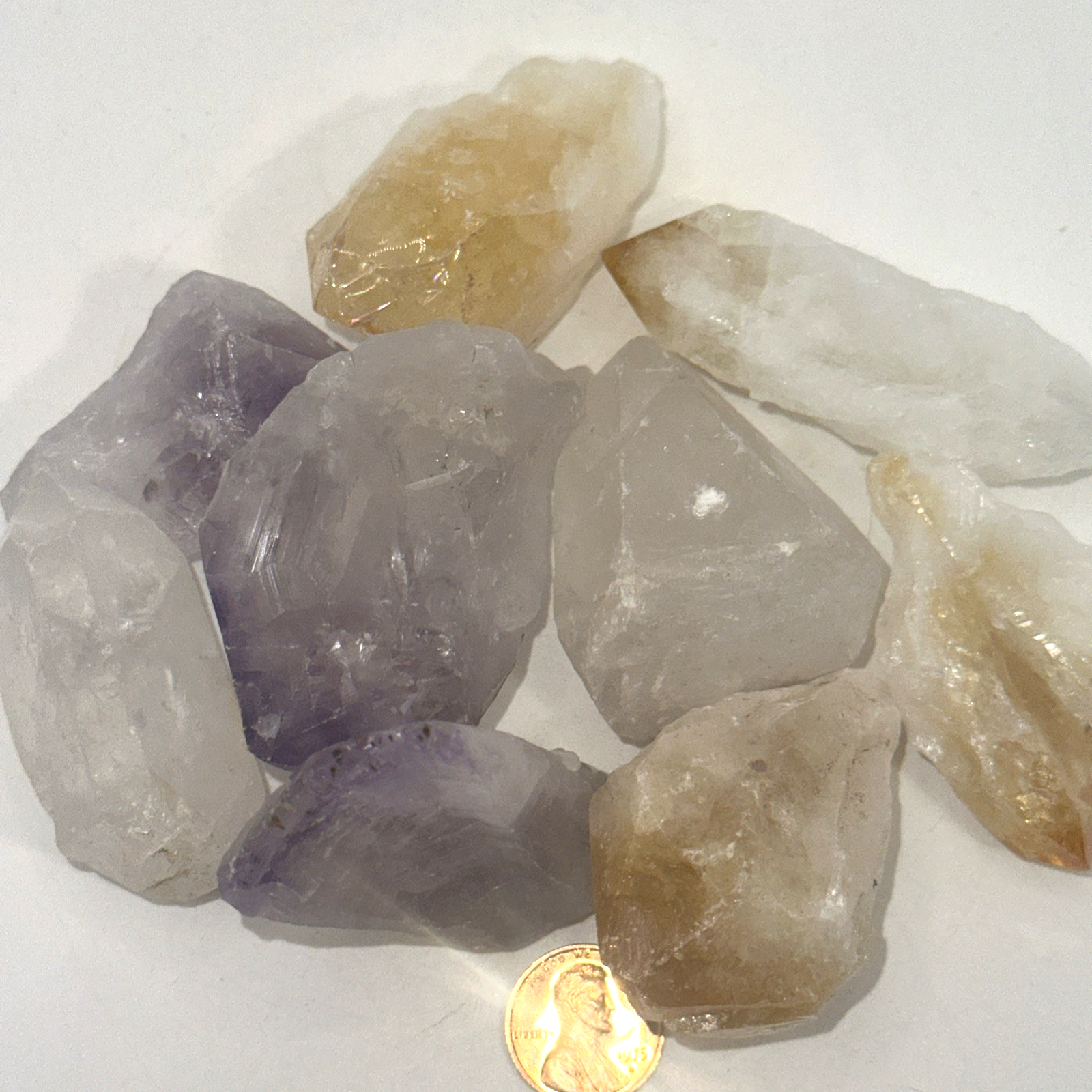 1 lb Assorted Amethyst Citrine Quartz Large Crystal Points 2-3 Inch