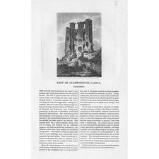 SCARBOROUGH CASTLE The Keep - Antique Engraved Print 1818