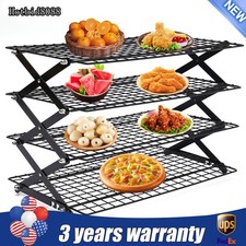 4-Tier Folding Camping Iron Shelf Picnic Rack...