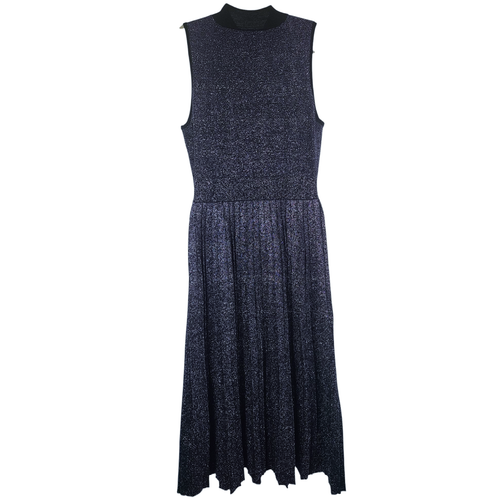 Kate Spade Women's Purple Mock-Neck Metallic Pleated Wool Sweater Dress Size M - Picture 7 of 8