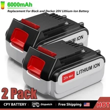 2Pack 6.0Ah LBXR4020 Lithium Battery Replacement for Black and Decker 20V LBXR20