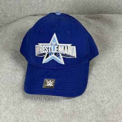 WWE Hat Strapback Wrestlemania 2022 Blue Big Front Logo Wrestling New