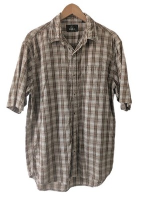 Redhead Mens Shirt L Green Plaid Button Down Pocket S/S Cotton