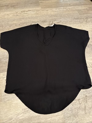 LUSH BLACK SHORT SLEEVE  BLOUSE TOP SHIRT WOMEN'S SIZE SMALL
