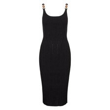 Versace Medusa Strap Ribbed Midi Dress, Brand Size 36 ( US Size 0 )