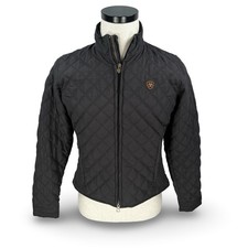 Ariat Womens Quilted Jacket Black Stand Collar Logo Size S Insulated
