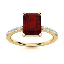 Garnet Gemstone New Solitaire with Accents Prong Easter Ring 925 Silver