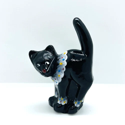 Fenton Art Glass 2004 HALLOWEEN SCAREDY Black Cat Figurine PARADE OF ANIMALS